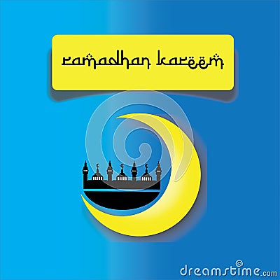 Illustration vector for ramadhan kareem greeting card with blue background Vector Illustration