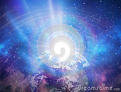 Spiritual love healing earth rainbow energy, power, portal, evolution, transformation, fractals Stock Photo