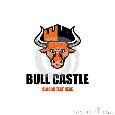 Bull Castle Fortress Illustration Creative Logo Vector Illustration