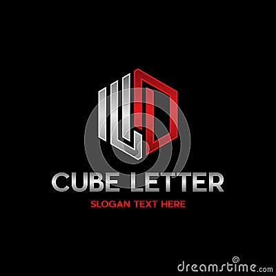 Letter LD Cube Hexagonal Modern Abstract Business Industrial Logo Vector Illustration