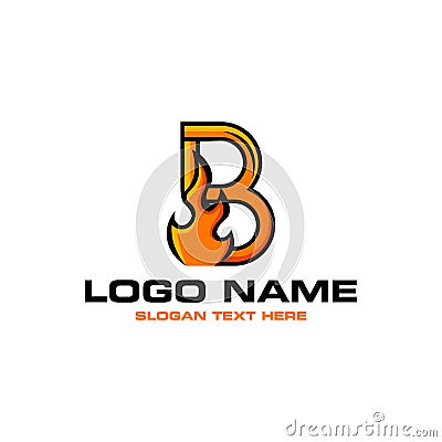 Letter B Burn Fire Business Industrial Logo Vector Illustration