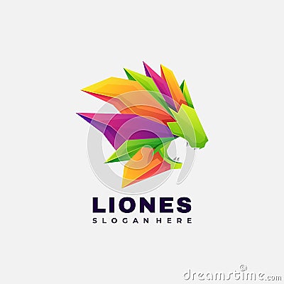 Beautiful gradient colorful lion logo Vector Illustration