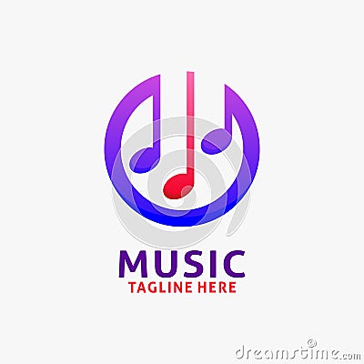 Music notes logo design Vector Illustration