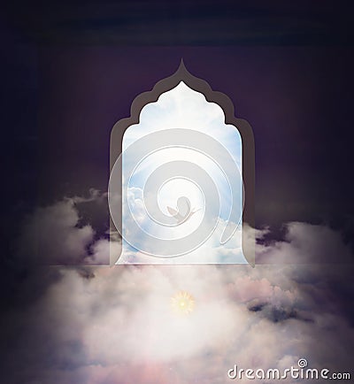 Soul journey, portal to another universe, Heaven, unity, afterlife, freedom Stock Photo