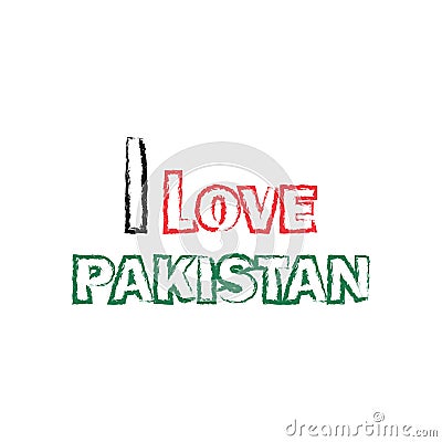 i love pakistan, text on white background Stock Photo
