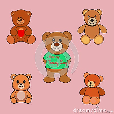 Teddy Bear toys and accessories Vector Art, Icons, and Graphics Vector Illustration