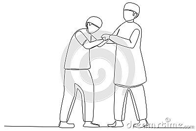 Two brothers shaking hands Vector Illustration