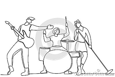 A band performing rock songs Vector Illustration