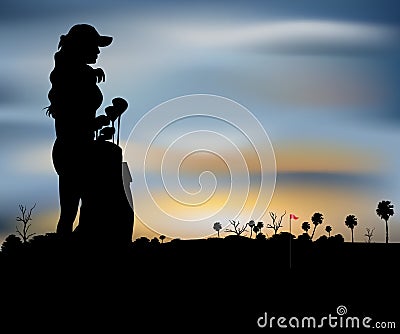 female golfer silhouette Vector Illustration