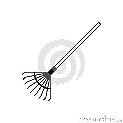 Agriculture digging hand rake for leaves icon isolated on white background. Tool for horticulture, agriculture, farming. Vector Illustration