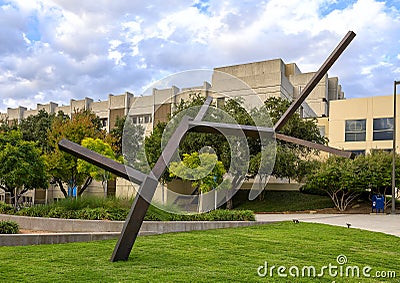 `Untitled` by American minimalist sculptor Joel Shapiro, Dallas Stock Photo