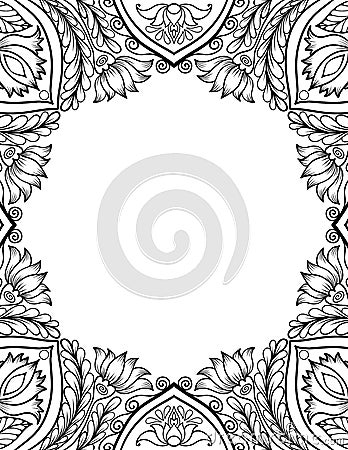 Indian, oriental ornamental template design with thin mandala background for letters, postcards, invitations, posters, flyers Stock Photo