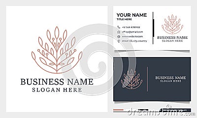 Beauty logo and business card design illustration. beauty, fashion, salon, spa, yoga, flower logo Vector Illustration