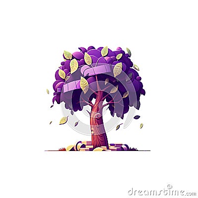 Artistic Purple colored money tree in a white background Stock Photo