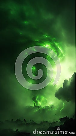 Untitled design Eerie Apocalyptic Tornado Captivating Catastrophe with Acid Green Hues Dramatic Imagery Stock Photo- 1 Stock Photo