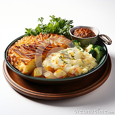 Shepherd's Pie: The Hearty British Casserole of Minced Meat and Mashed Potatoes, food, cuisine, British food Stock Photo