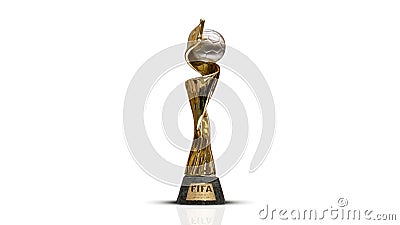 FIFA Women’s World Cup 2027 trophy with logo isolated white background , women football 3d rendering illustration. Cartoon Illustration