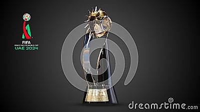 FIFA Beach Soccer World Cup UAE 2024 3d rendering trophy isolate with vector logo. Editorial Stock Photo