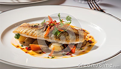 Sole Meuniere, classic French preparation of fish in a lemony brown-butter sauce Stock Photo