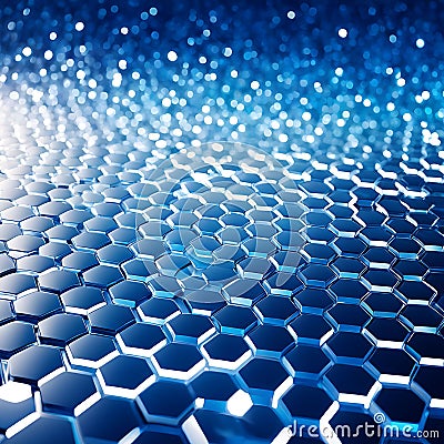 Abstract blue hexagons honeycombs m plants background for post abstract painting, flutters modern, geometric Stock Photo