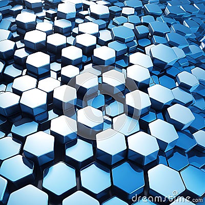 Abstract blue hexagons honeycomb background for post wall texture, abstract painting, flutters modern, geometric Stock Photo