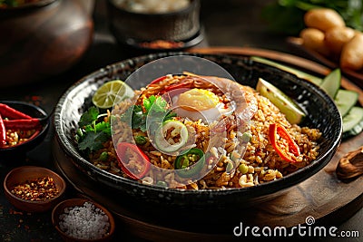 Indonesian Nasi Goreng fried rice, famous food from Indonesia Stock Photo