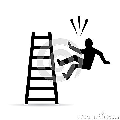 Falling from ladder vector sign Vector Illustration