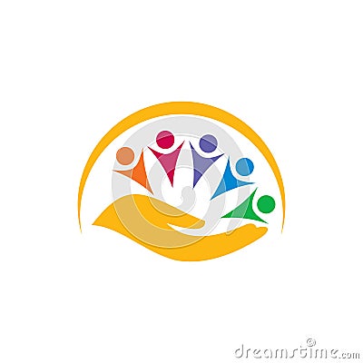 Hand Human Community Creative Logo Design Vector Illustration