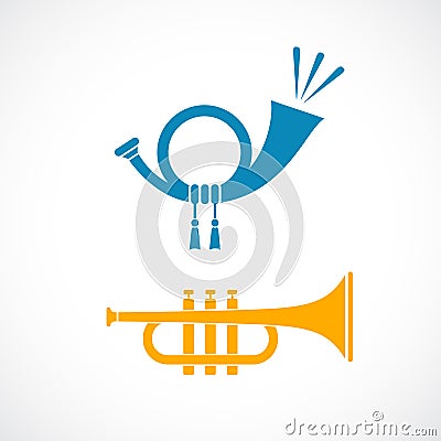 Horn and trumpet vector icon Vector Illustration