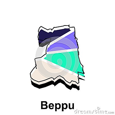 Map of Beppu City design, Japanese Country location in Asia Template, Suitable for your company Vector Illustration