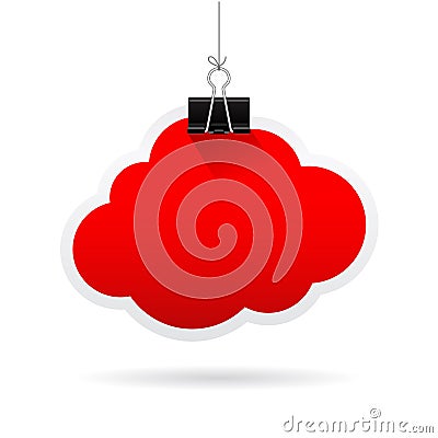 Red note paper cloud icon Vector Illustration