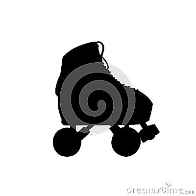 Silhouette of quads roller skates. Vector black and white illustration. Cutout isolated object. Vector Illustration