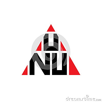 UNU triangle letter logo design with triangle shape. UNU triangle logo design monogram. UNU triangle vector logo template with red Vector Illustration