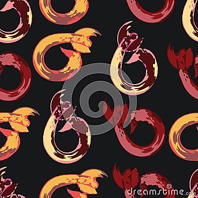 Unusual abstraction, fiery, red color on a black background. Vector Illustration