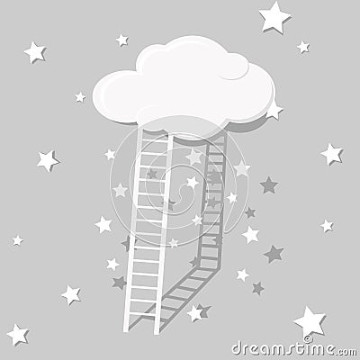 Unusual abstraction stairway to the sky, gray in the stars Vector Illustration