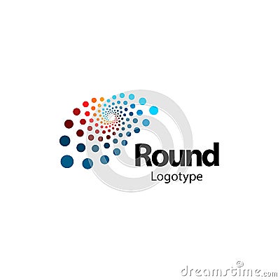 Unusual brain, circular abstract logo. New digital technology round logotype. Computer innovation sign. Circle vector Vector Illustration