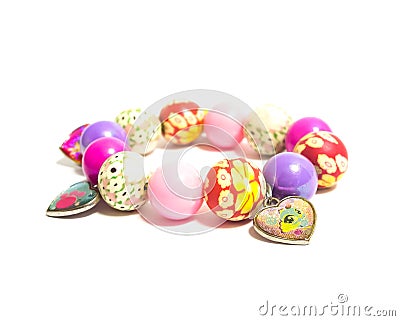 Unusual bright beads children's bracelet Stock Photo