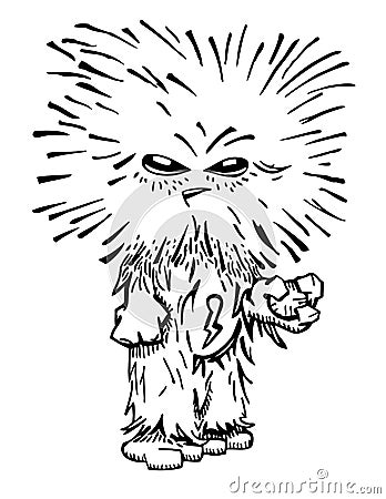 Unusual funny hairy monster. Vector Illustration