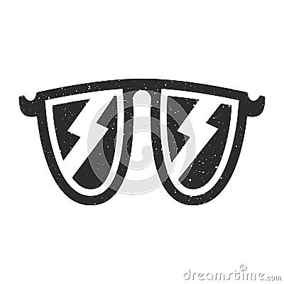 Unusual and funny sunglasses black and white with zippers isolated on white background Vector Illustration