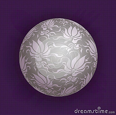 Unusual gray decorative glossy shine sphere ball Vector Illustration