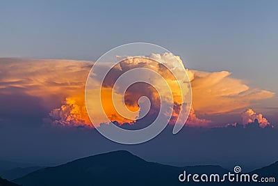 Unusual cloud in the form of a nuclear explosion. Stock Photo