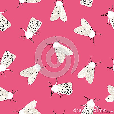 Unusual hipster seamless pattern with clothes moth. Vector Illustration
