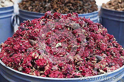 Unusual, local beauty and care ingredients at the traditional markets in Marrakesh, Morocco Stock Photo