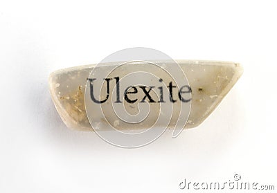 Unusual mineral ulexite or TV rock mineral on white Stock Photo