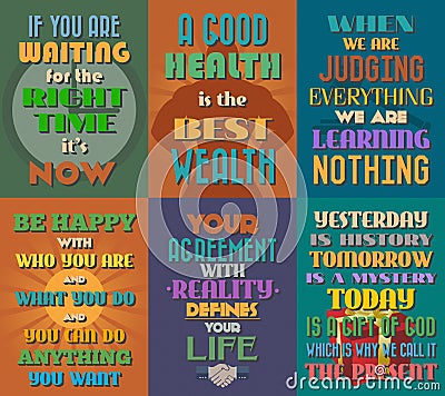 Unusual motivational and inspirational quotes posters. Set 9. Vector Illustration