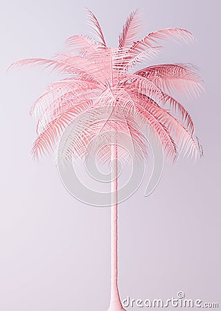 Unusual Pastel Pink Palm backgroud Cartoon Illustration