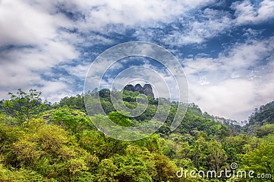 Unusual rock formations wuyishan china Stock Photo