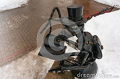 Unusual sculptures and monuments of St. Petersburg. Ant reading. Editorial Stock Photo