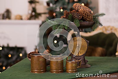 Unusual semi-antique decor items with live plants Stock Photo