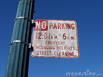 Dirty Parking Sign in San Francisco Stock Photo